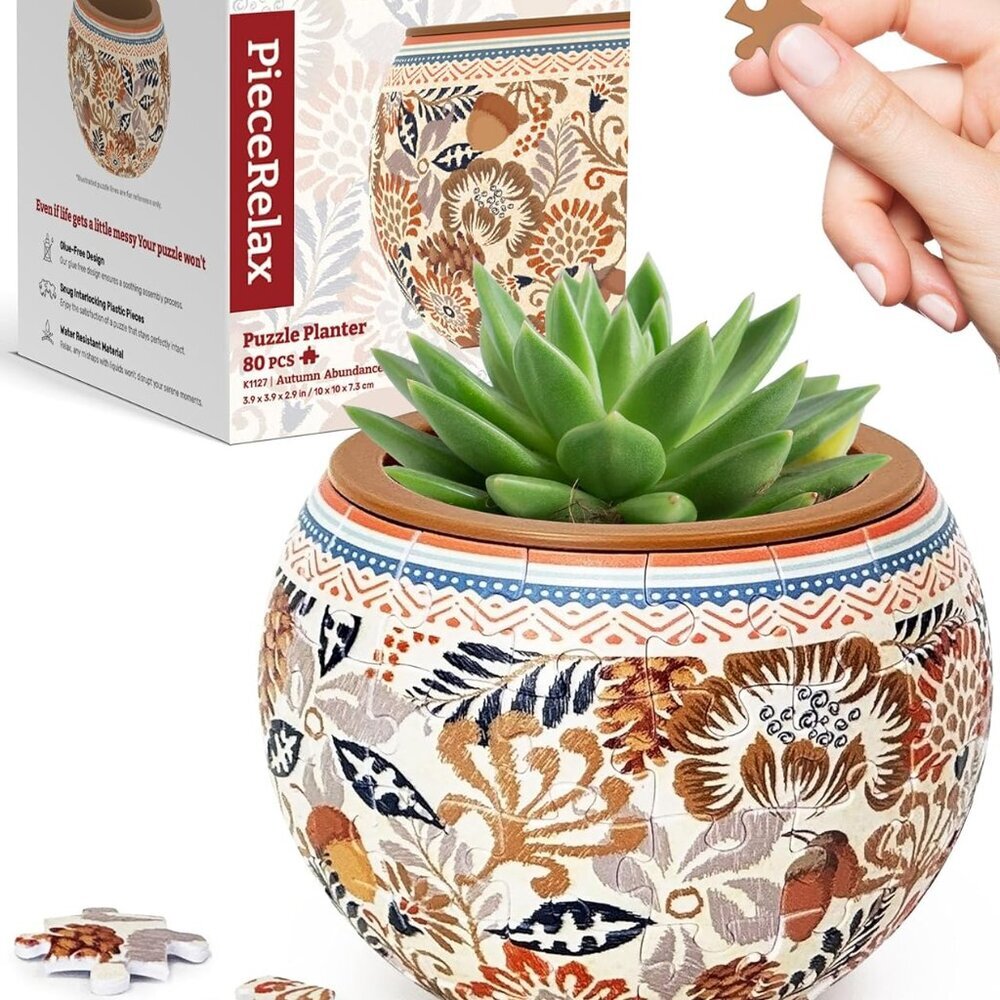3D Puzzle Planter 80 Pieces - Autumn Abundance, Home Decor Flower Pots for Indoo